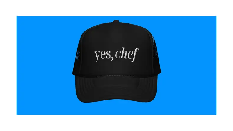 Yes Chef hat on blue background