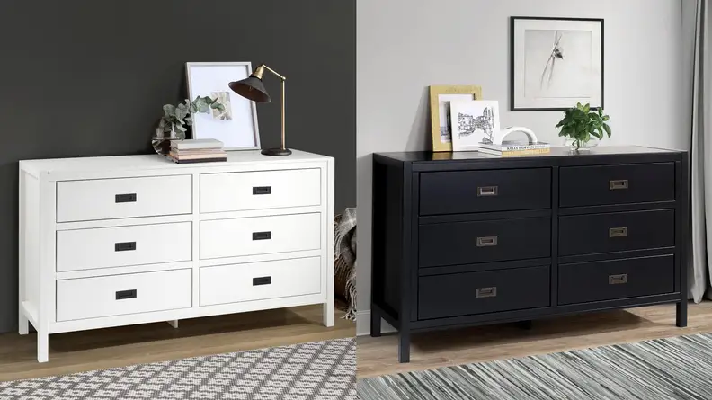 Home Depot dresser against wall