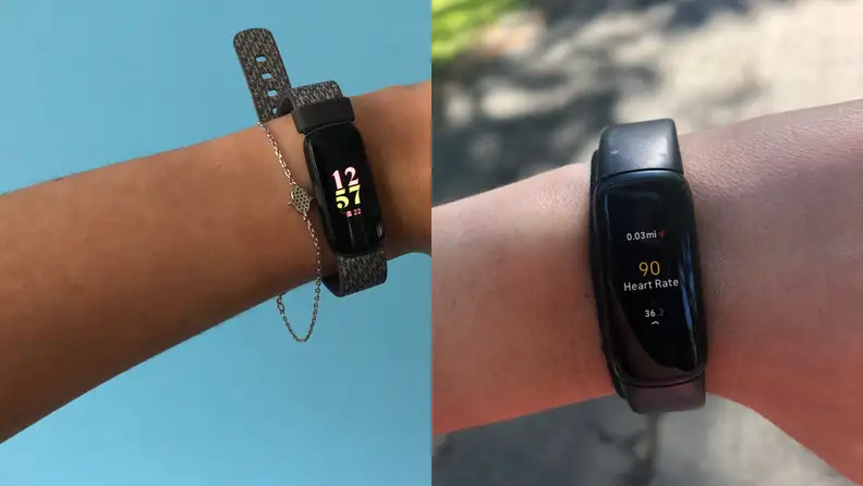 Woman wearing black Fitbit Luxe.