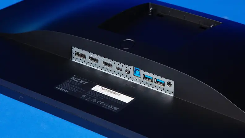 The ports on the back of the monitor.