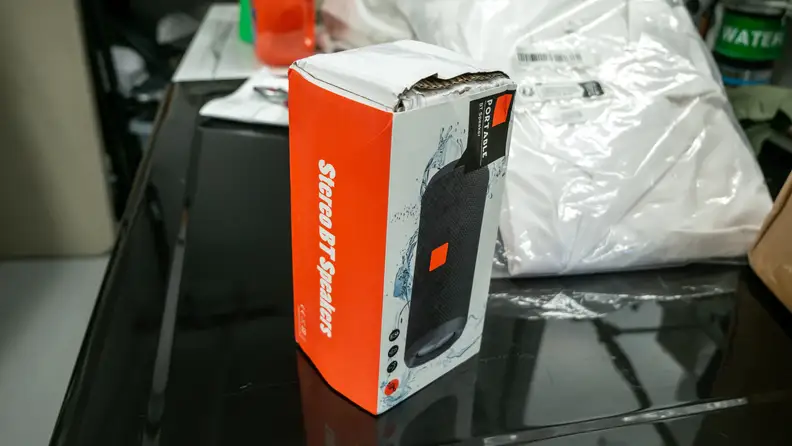 Beat up box of Bluetooth speaker
