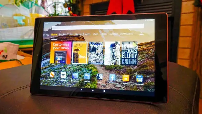 The Amazon Fire 10 HD tablet.