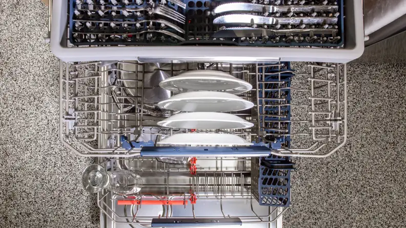 The interior of the Samsung DW80M9960US is flexible enough to handle just about anything.