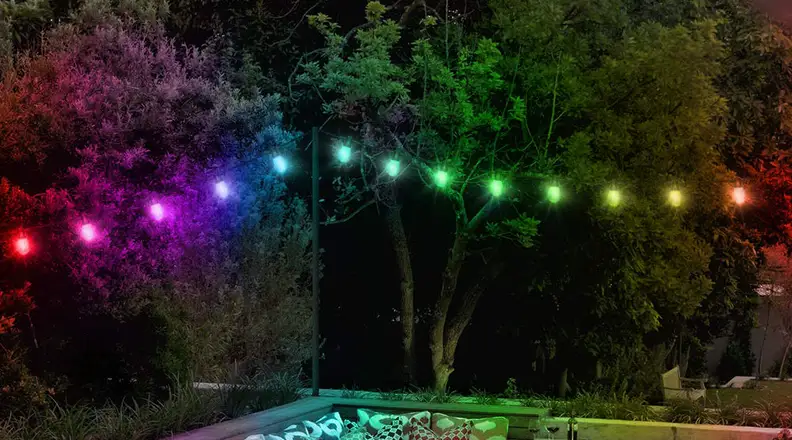 A strand of color changing smart string lights