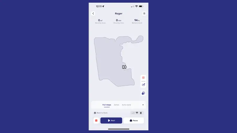 Smartphone screen showing Anthbot mapping against a navy blue background.