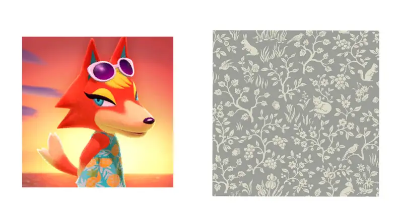 Audie next to wallpaper