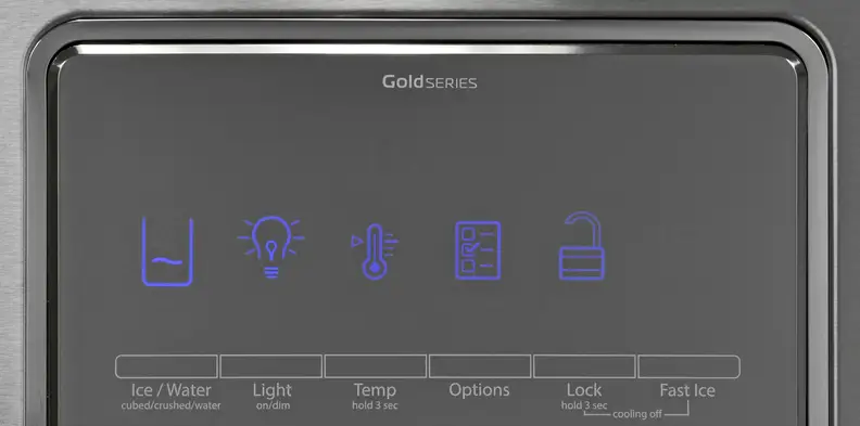 The Whirlpool WRF757SDEM's pale, reflective control panel is responsive and blends in well with the stainless finish.