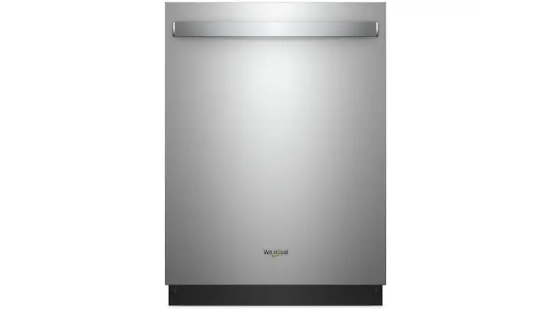 The shining stainless exterior of the Whirlpool WDT730PAHZ dishwasher