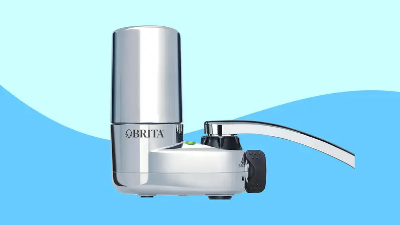 Brita water filter on wavy blue background