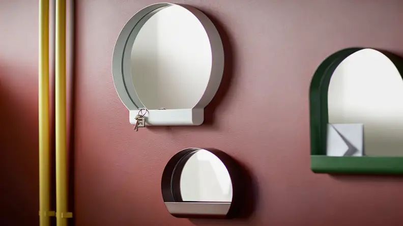 Ikea mirrors have shelves
