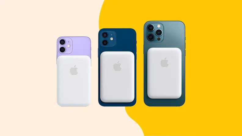 3 Apple iPhones with battery packs on the back.