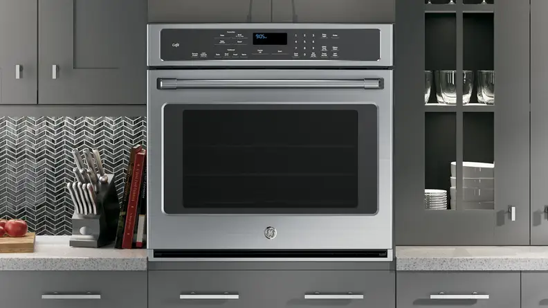 If there's no room for a range, a beautiful wall oven is the solution