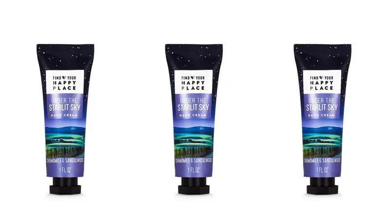 Three tubes of Find Your Happy Place moisturizing hand cream.