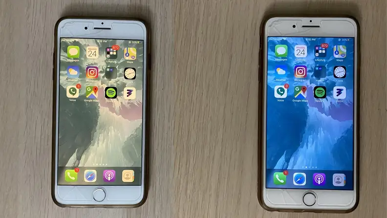 an iphone with and without night shift