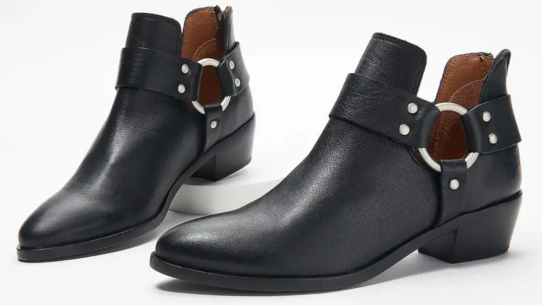 A pair of Frye boots, available on the QVC website.