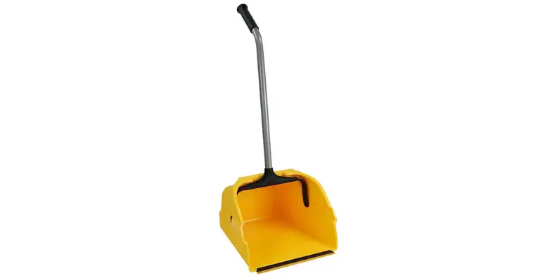 A long ergonomic handle distinguishes this dust pan.