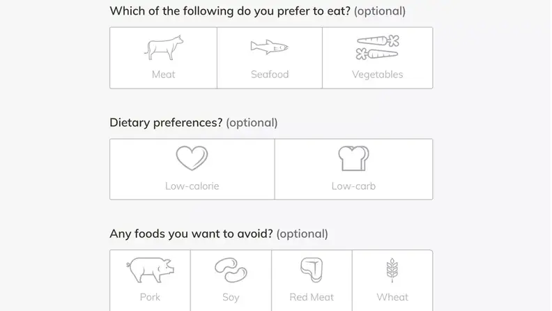 Signing up for Home Chef