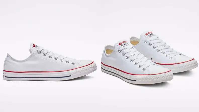 White Chuck Taylor All Star low top sneakers.