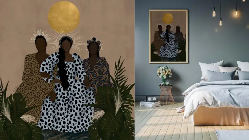 art print featuring three women
