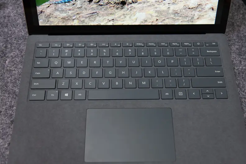An overhead shot of the keyboard and trackpad