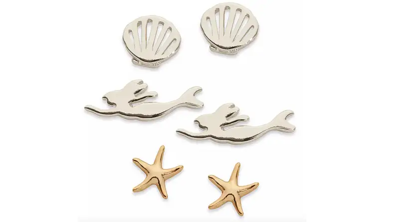 Seashell, starfish, and mermaid earrings