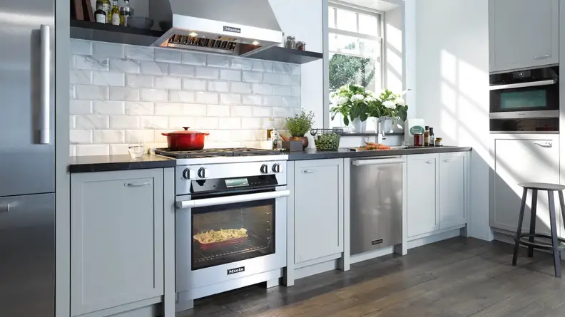 Kitchen with stainless steel appliances