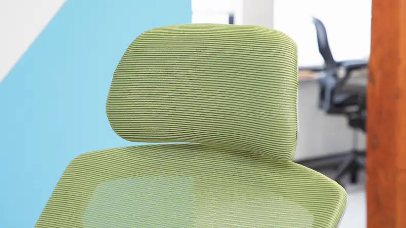 Close up shot of the headrest on the EDX Reclining Office Chair.