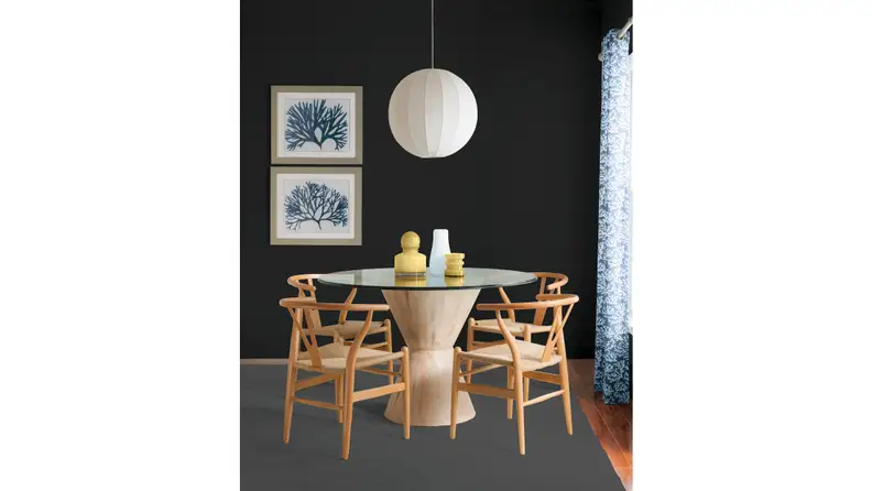 A black wall makes a dining room look sophisticated