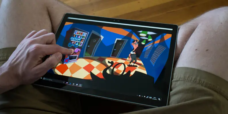 Microsoft Surface Book Playing a Game