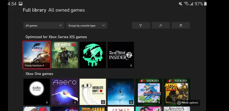 Xbox Series X menu