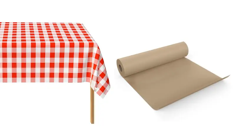 Plastic tablecloths and butcher paper