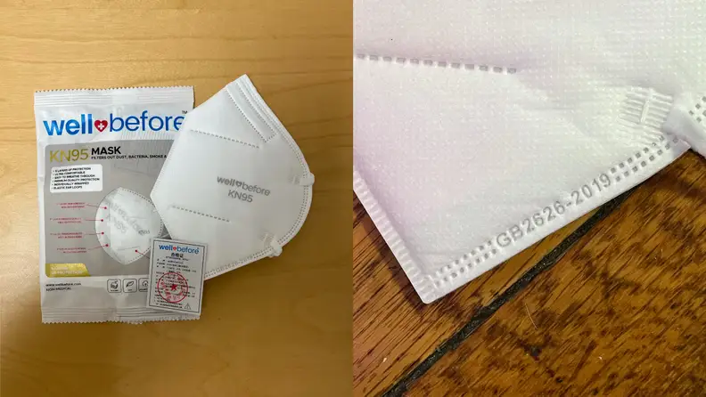 An image of a Well Before KN95 mask on its packaging.