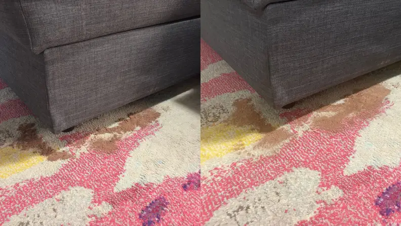 Couch corner with dirt