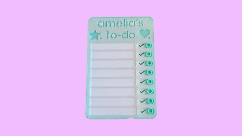 A teal to-do list chart on a purple background.