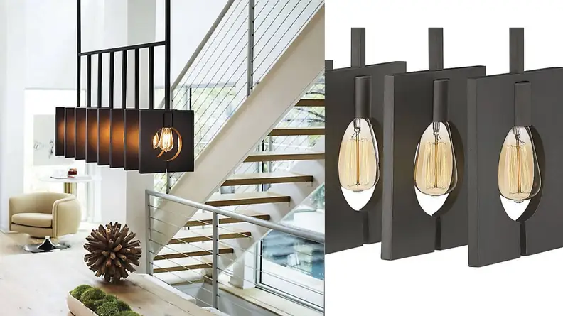 Side-by-side images of the Ludlow chandelier
