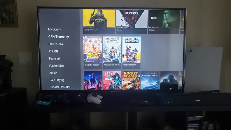 A TV in a living room
