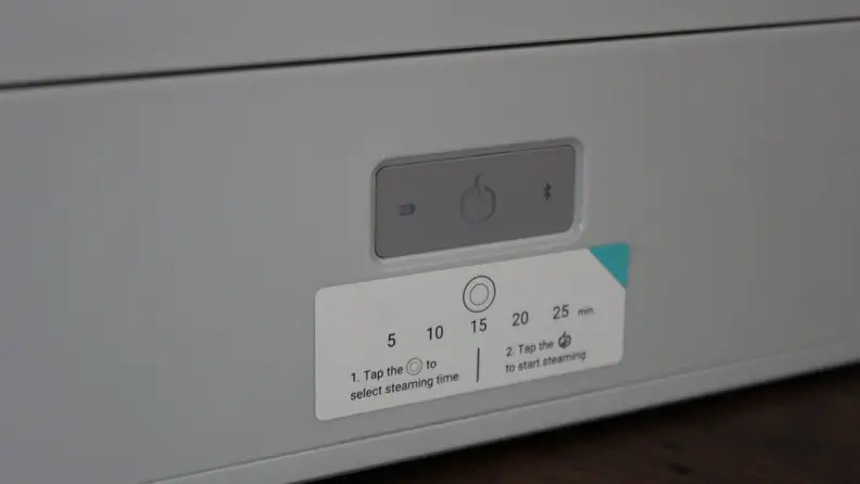 A close-up of the Steambox's control panel