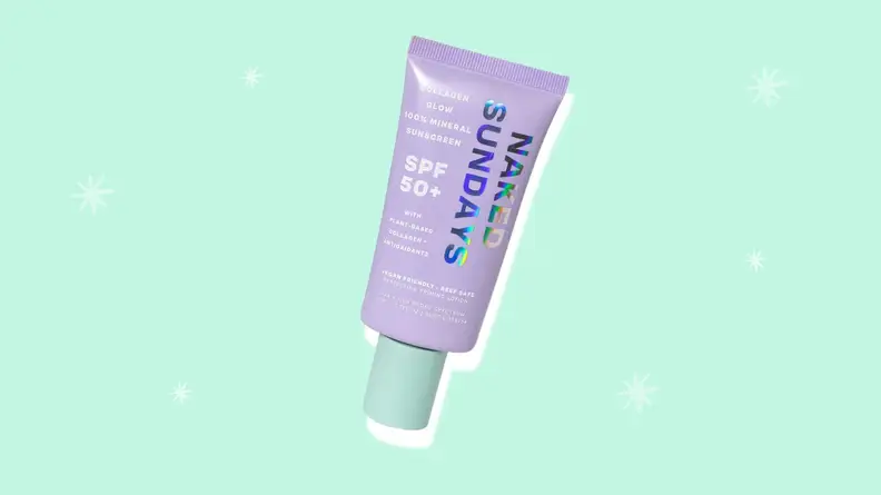 Naked Sundays priming lotion on a green background.
