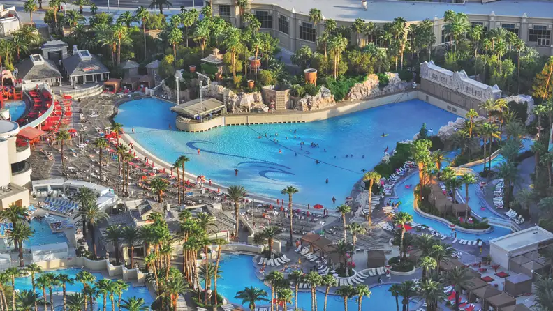 A casino hotel with an expansive pool