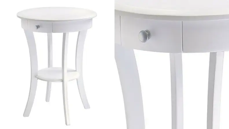 Winsome Wood Sasha Accent Table with Drawer, Curved Legs, White Finish