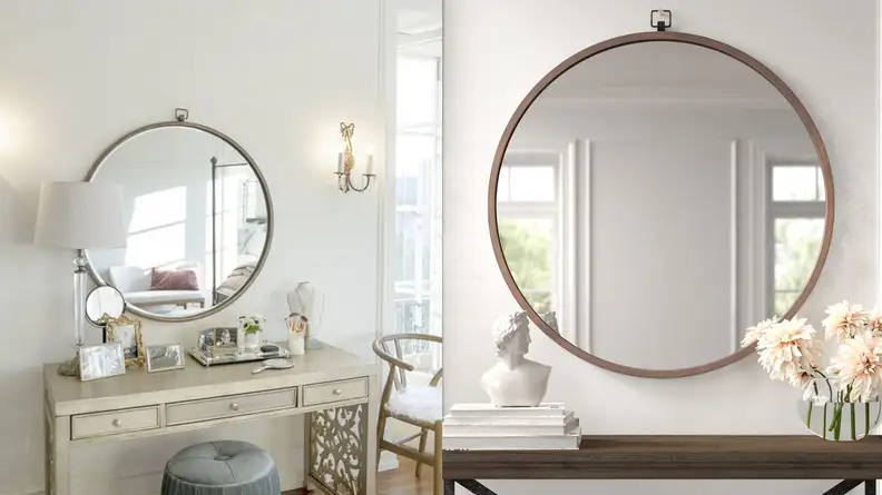 round mirror on the wall