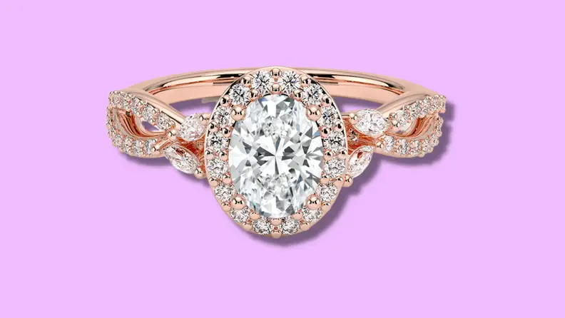 Diamond ring in rose gold setting