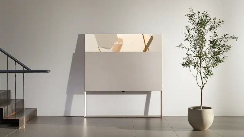 The LG Objet OLED TV in a posh living room setting