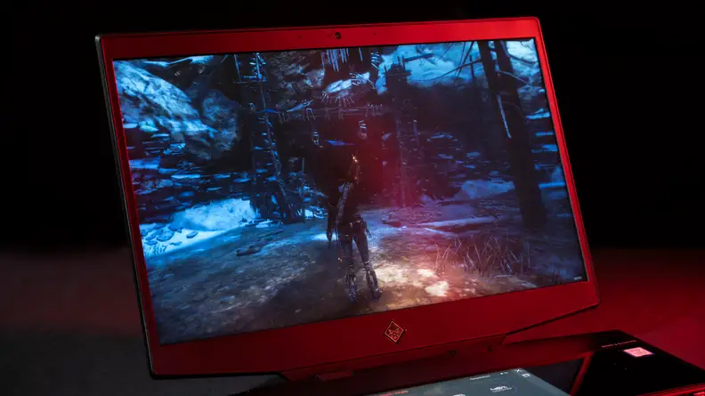 Screen of HP Omen laptop playing game