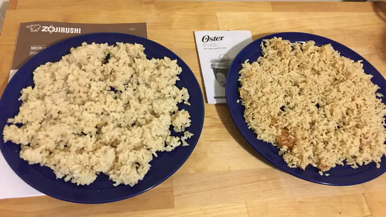 Testing results from different rice cookers.