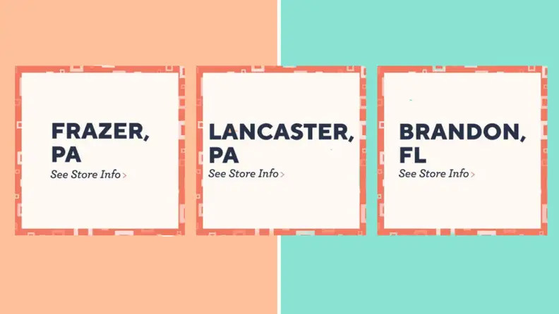 An image of the listings for several QVC outlet locations.
