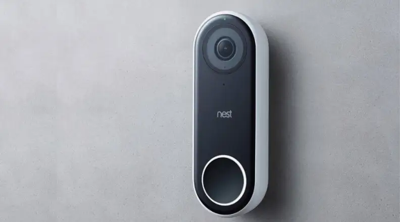 Nest Hello Video Doorbell against gray wall