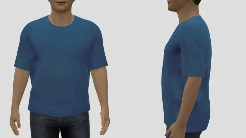 A virtual body double created by Amazon's Made For You Custom T-shirt program.