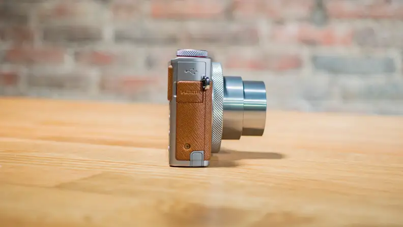 The Canon G9 X Mark II has a slim profile with just a control ring and an extended lens when turned on.