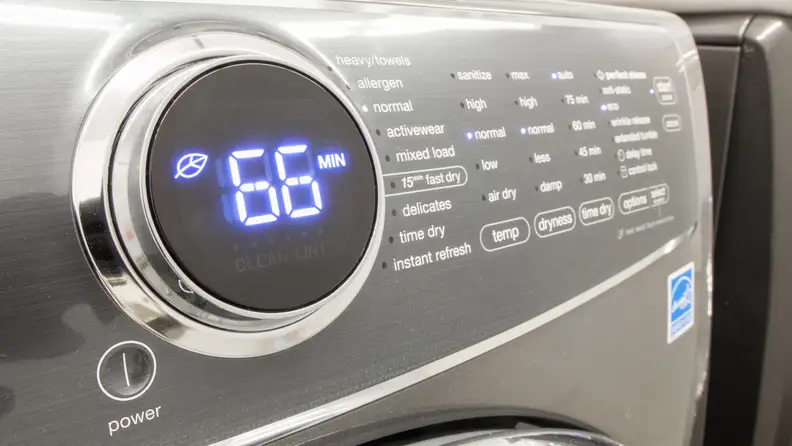 Dryer displaying time